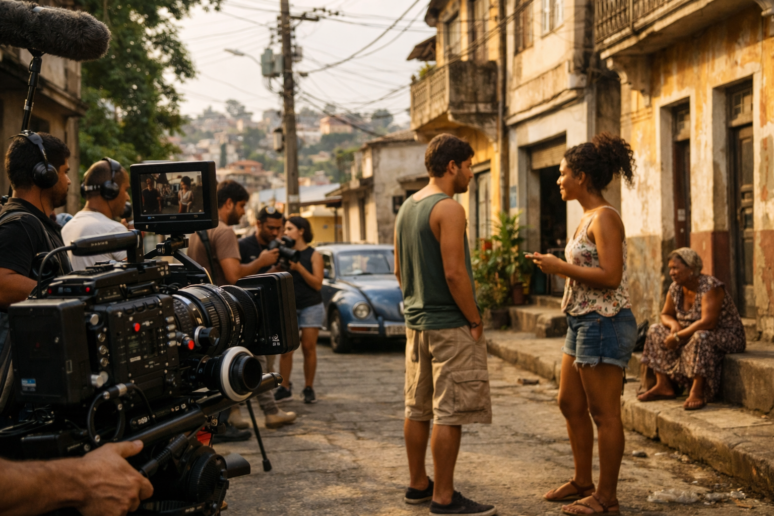 Equipe gravando uma cena do cinema brasileiro